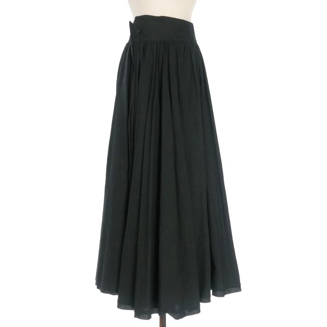 ワイズ Y s ヨウジヤマモト コットン ラップスカート ロングフ スカート 3 ブラック 黒 YQ-S18-051