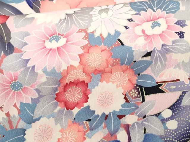 平和屋着物□豪華振袖・長襦袢セット 刺繍 花車文 暈し染め 金銀