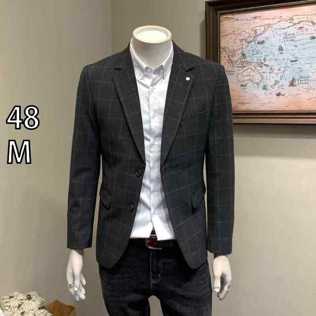 大人気，正規品 [48 /M]メンズ  服  シンプル ファッション オシャレ 大人 かっこいい 大きいサイズ ストリート 紳士服  季節 チェック柄 スーツ 花婿 付添 ホスト ジャケット その他