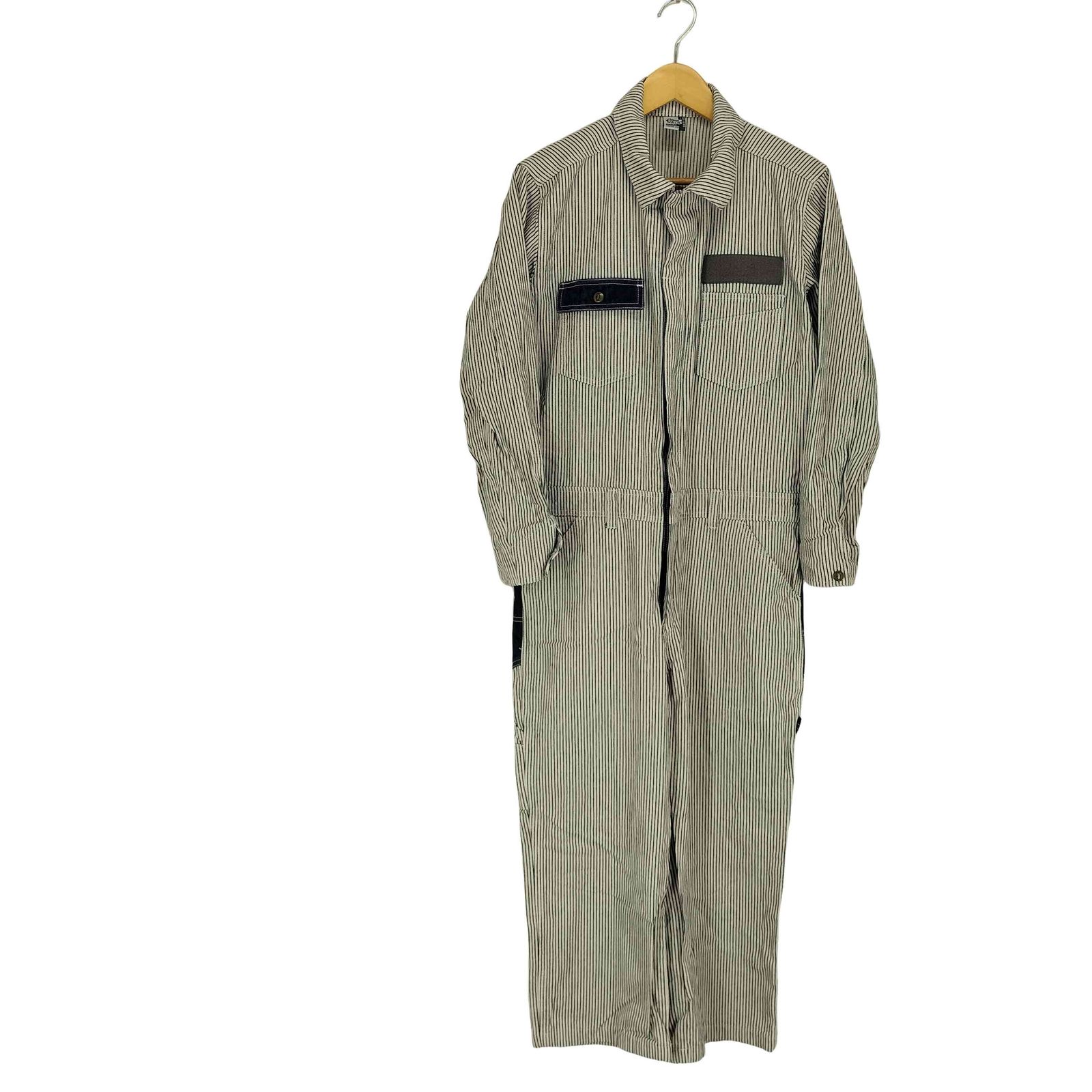 チャムス CHUMS HURRICANE COVERALL Booby ストライプ ヒッコリー デニムオーバーオール メンズ JPN S