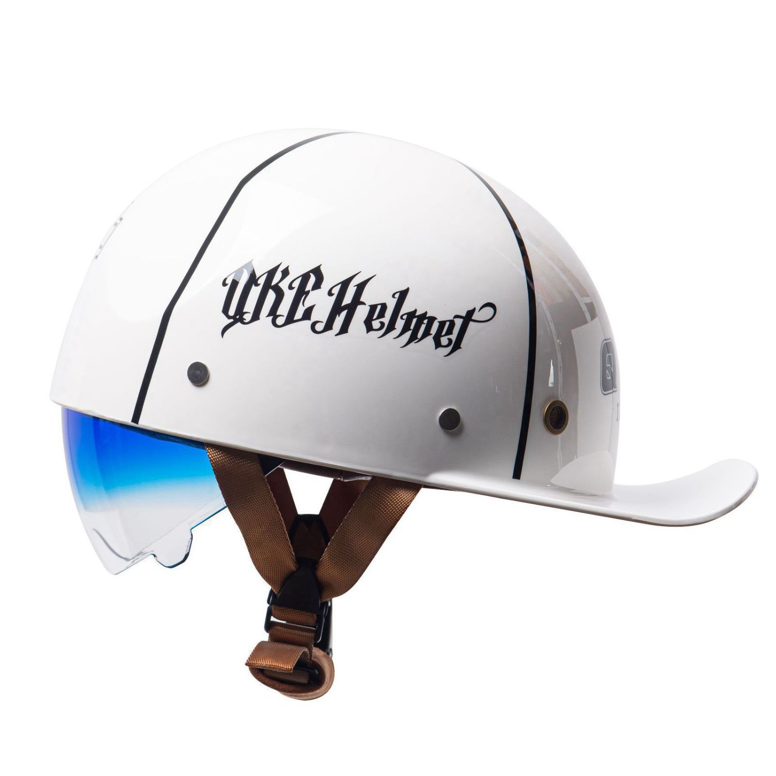 ヘルメットバイク 半帽 レトロハーレー ハーフキャップヘルメットレッド＋ホワイト