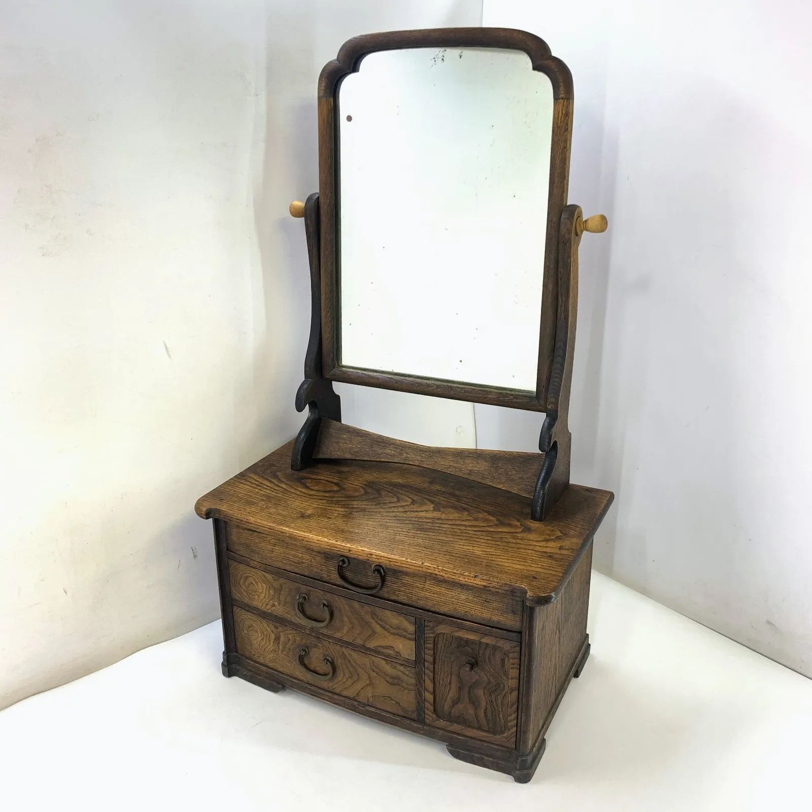 英国アンティークチーク古木キッチンワゴン/トロリーテーブル/飾り棚