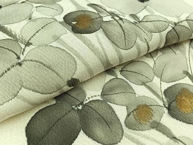 平和屋着物▽訪問着 単衣 生紬 草花シルエット 正絹 逸品 CAAU5446vp