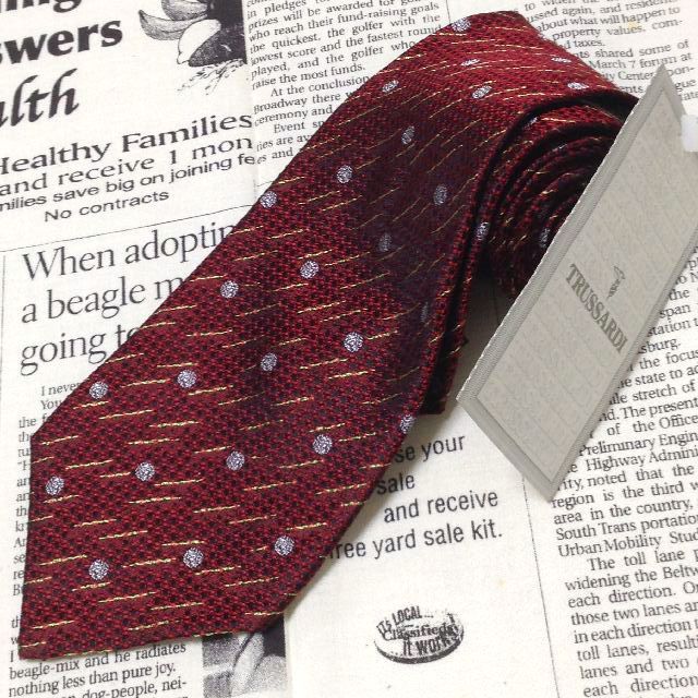 トラサルディ TRUSSARDI ♥タグ付 微光沢 ネクタイ イタリア製 シルク パターン柄 ミックス H-006789 ゆうパケット