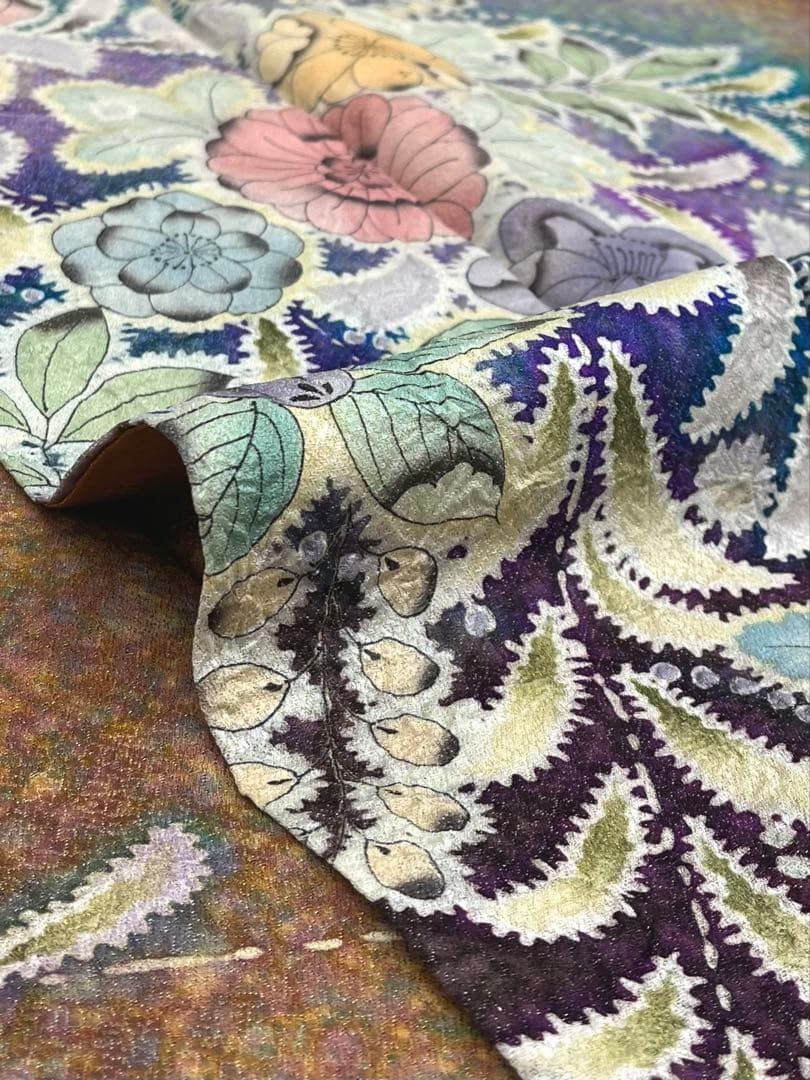 訪問着 辻ヶ花 絞り加工 銀通し 正絹 X507 - メルカリ