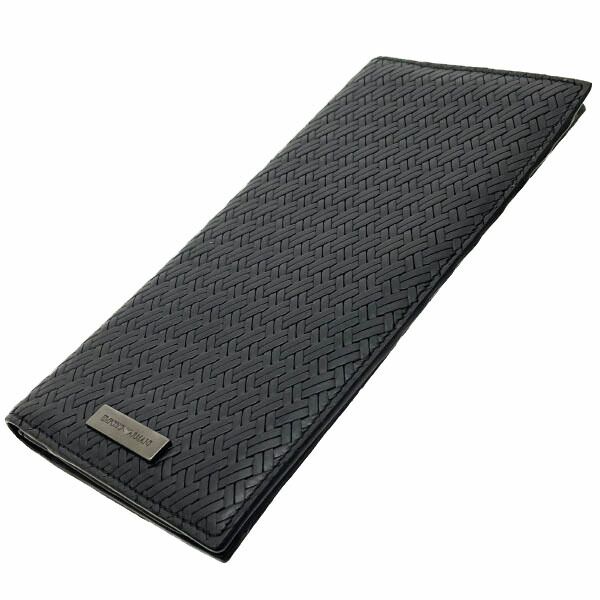 お試しください！ エンポリオ アルマーニ 長財布 ロゴプレート 二つ折り長財布 レザー 革 ブラック 黒 EMPORIO ARMANI 編込み メッシュ ファスナー長財布 財布 ロングウォレット ウォレット サイフ メンズ 紳士 男性 【特別価格】