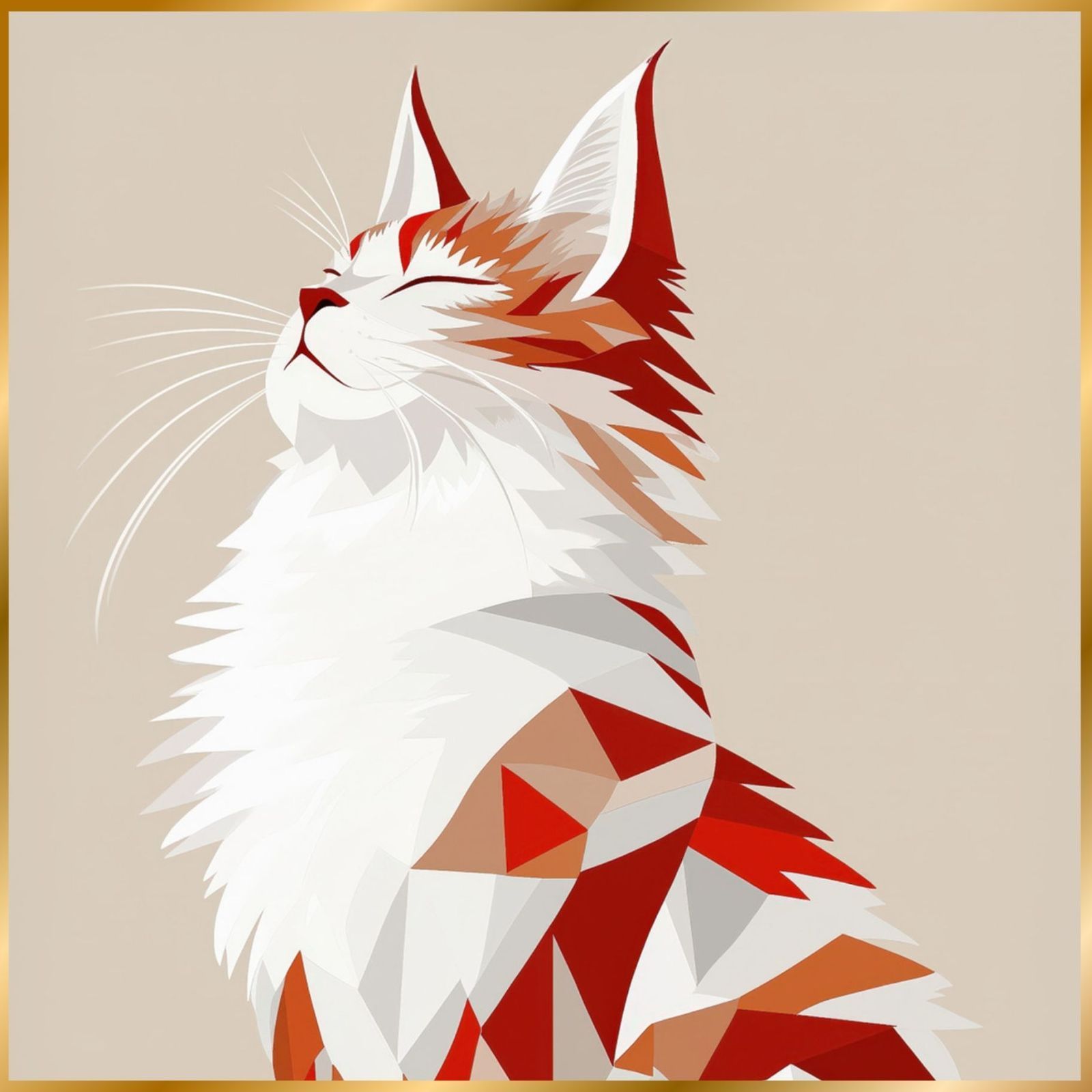 Red Passion - メインクーン|サイベリアン|ノルウェージャンフォレストキャット猫 No.1 ミニマリスト ミニマリズム シンプル インテリアアート ペットロス 記念日 アートポスター 猫の絵 猫のイラスト ギフト プレゼント