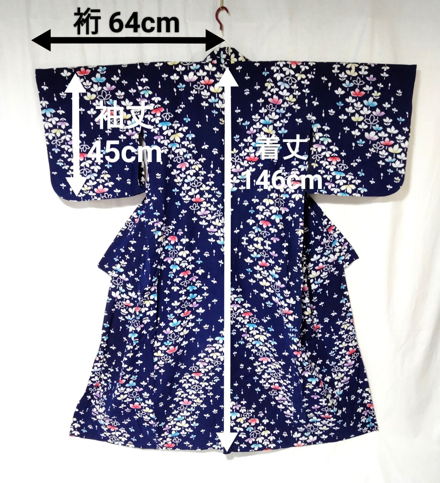 浴衣　綿コーマ　本染　竹　昭和レトロ　濃紺•白 浴衣 綿コーマ 本染 竹 昭和レトロ 濃紺•白 - メルカリ