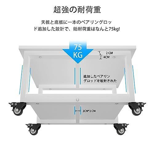 PUNCIA 2段 プリンター台 幅50cm 奥行50cm 高30cm ワゴン