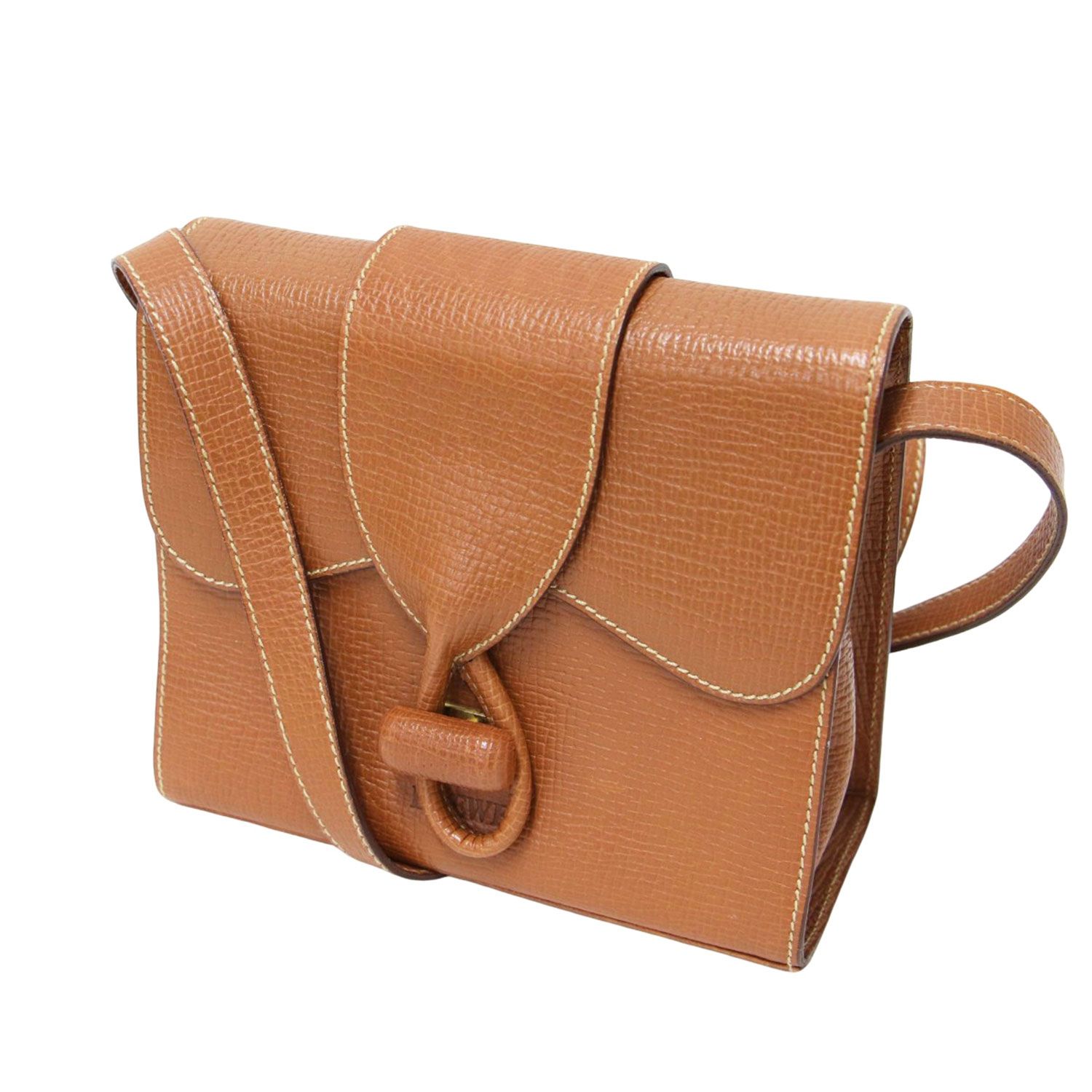 美品 ロエベ エレファント スクエア ショルダーバッグ クロスボディ シボ革 ロエベ エレファント スクエア ショルダーバッグ クロスボディ