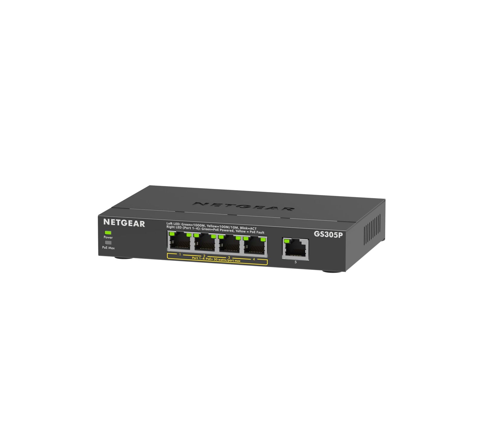 ネットギア NETGEAR スイッチングハブ 5ポート 1G PoE 63W 金属筐体 静音ファンレス メーカー3年保証 アンマネージスイッチ GS305P-300JPS POE 63W