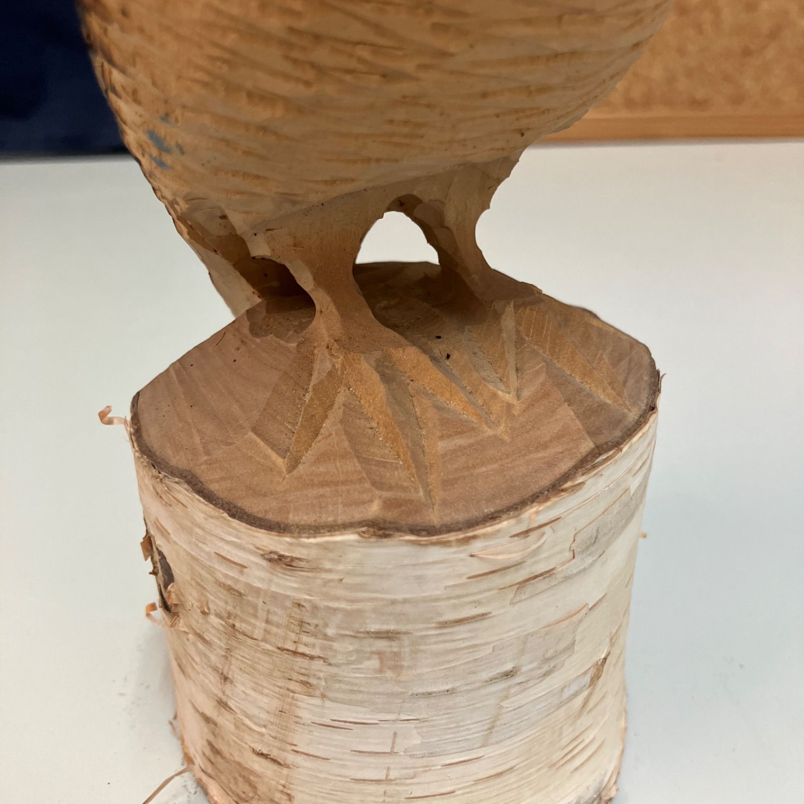 雷鳥 一刀彫 黒部峡谷 白樺 木彫り 清峰作 野鳥 特別天然記念物