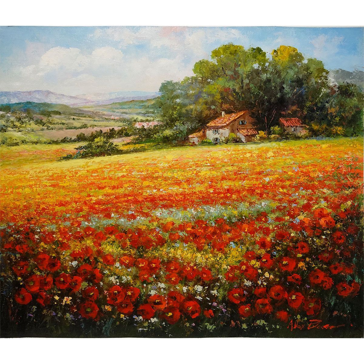 F10 ◎ 油彩画 「ポピーフィールド Poppy Field」 アレックス・ブーン