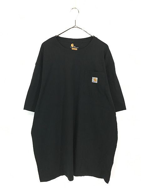 古着 Carhartt ワンポイント ソリッド 100％ コットン ポケット Tシャツ ポケT 黒 XL 古着 