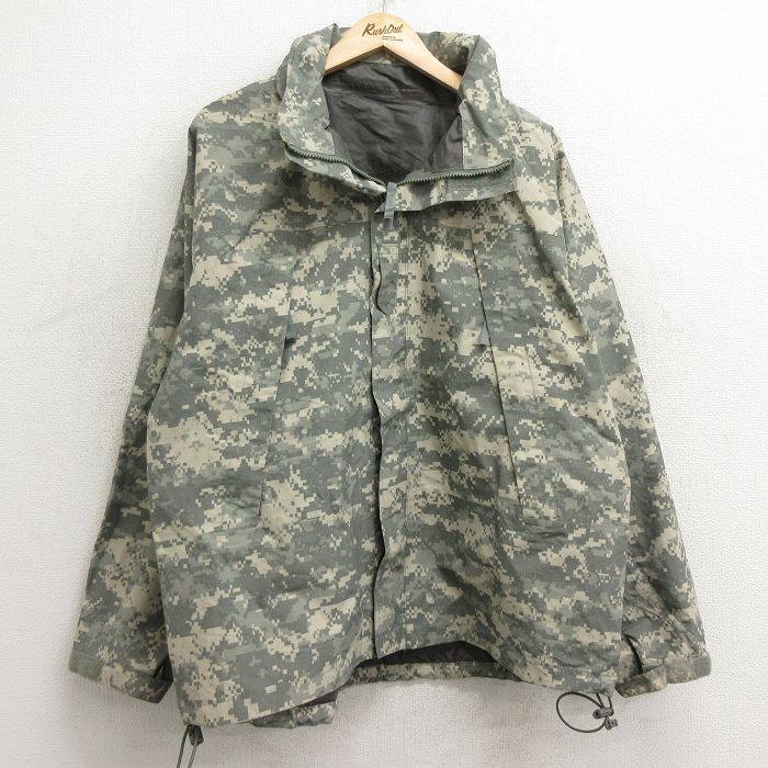 XL/古着 長袖 ミリタリー ナイロン ゴアテックス ジャケット メンズ ECWCS GEN3 デジタルカモ 大きいサイズ グレー 迷彩 spe 24feb06 中古 