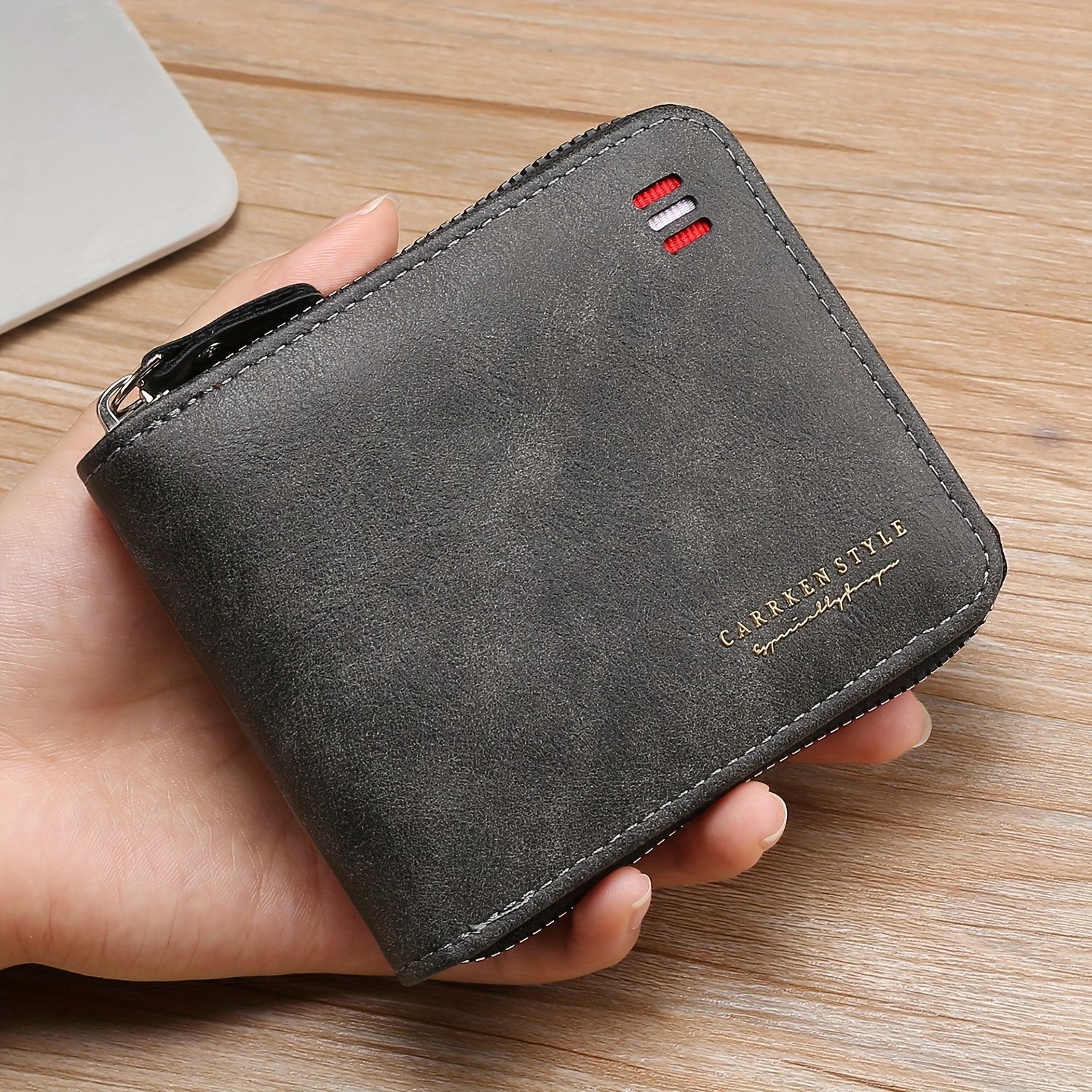 財布 メンズ ジッパーショートウォレット マルチカードホルダー PU