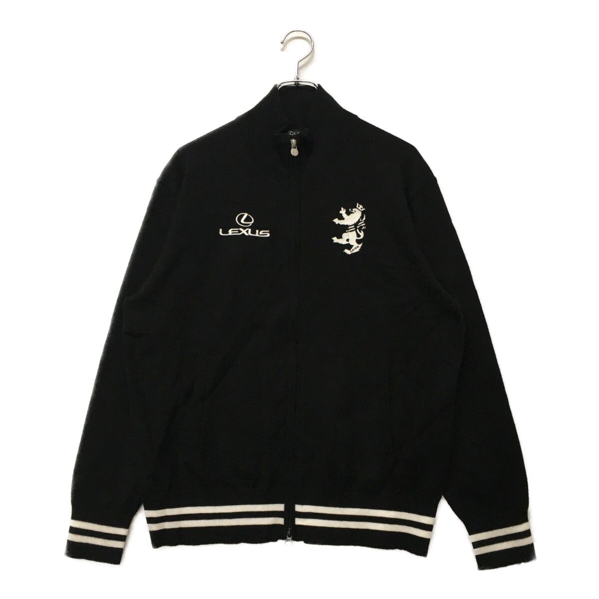 中古 メンズ アドミラルゴルフ Admiral Golf ニットアウター L 黒 ブラック レクサスコラボ ダブルジップ