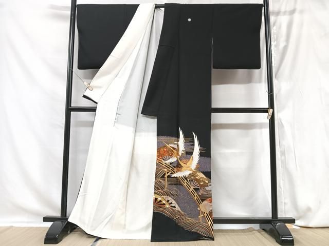 美品 豪華 古典模様 鶴 菊 松 竹 金彩 金駒刺繍 袷 正絹 振袖 着物 平和屋着物□訪問着 駒刺繍 桐 金彩 正絹 逸品 AAAT2826ph