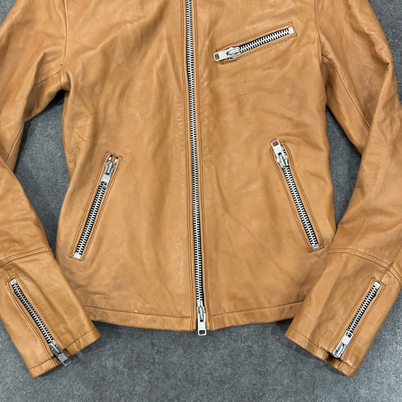 MURDER LICENSE Real Leater Single Riders Jacket Camel マーダー 