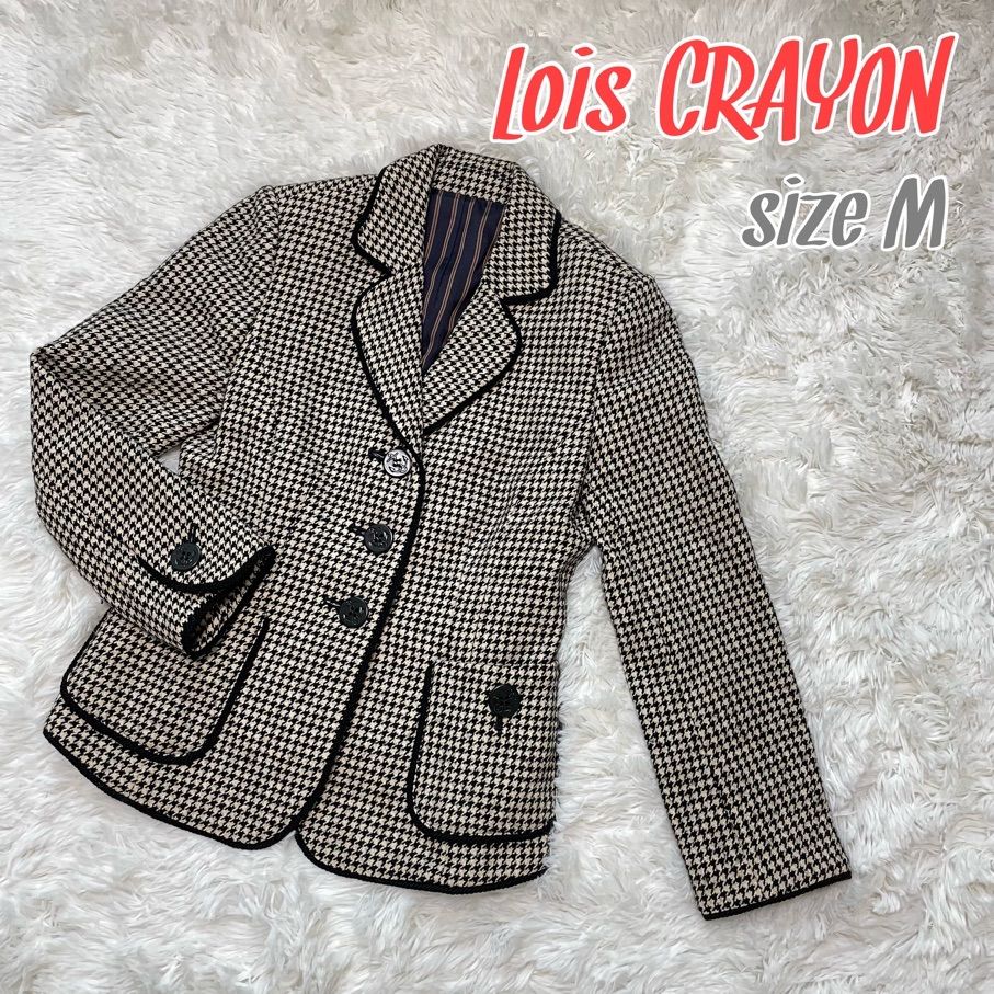 Lois CRAYON - ロイスクレヨン　テーラードジャケット　千鳥格子 ロイスクレヨン テーラードジャケット シングル 千鳥格子柄 ブラック