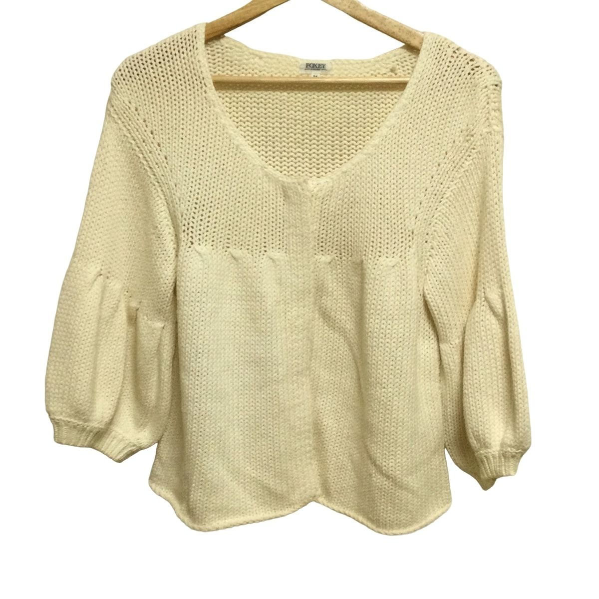 FOXEY フォクシー カーディガン サイズM レディース - 24009 アイボリー 七分袖