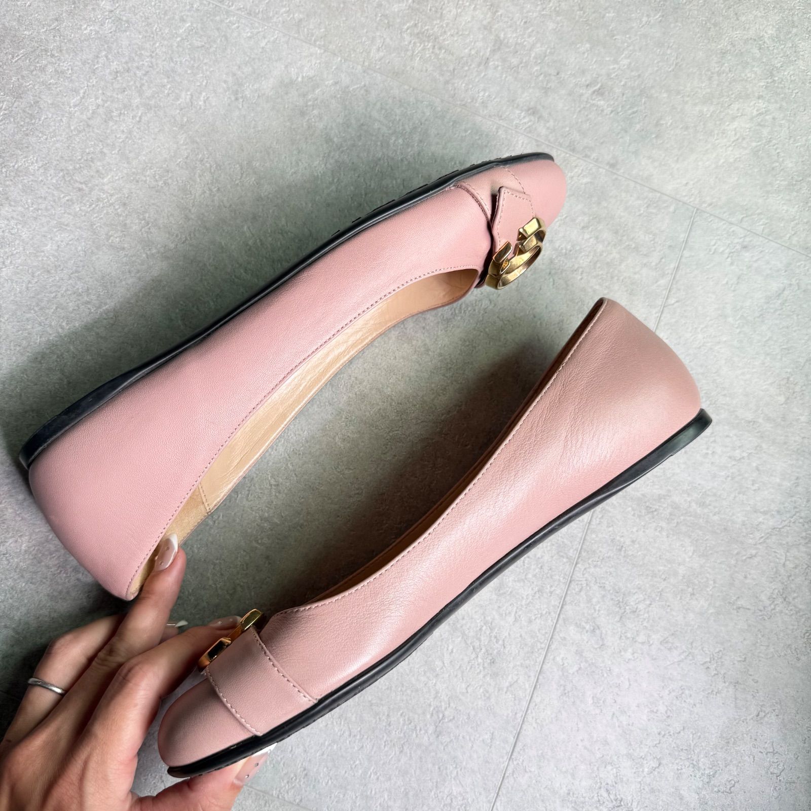 【極美品】GUCCI レザー バレーシューズ フラットパンプス 35(22cm) 極美品】GUCCI レザー バレーシューズ フラットパンプス 35(22cm