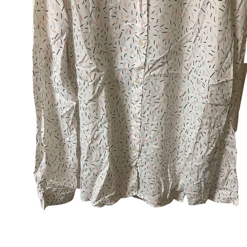 未使用 ARMANI EXCHANGE アルマーニエクスチェンジ スティックプリント ロングスリーブ シアーシャツ ブラウス XL ホワイト系 レディース 古着 中古 未使用 ARMANI EXCHANGE アルマーニエクスチェンジ スティック