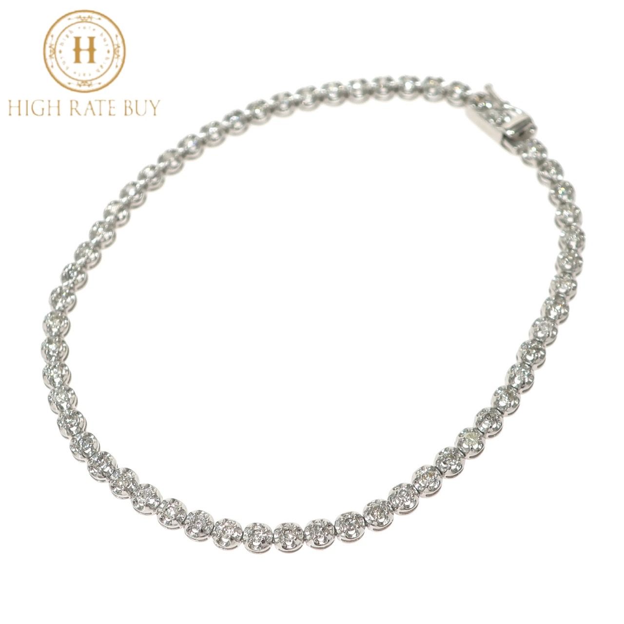 未使用品】テニスブレスレット Pt850 プラチナ ダイヤモンド 1.00ct 