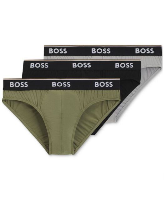 送料無料 ヒューゴボス メンズ ブリーフパンツ アンダーウェア Men s 3pk. Power Logo Briefs Grey Green Black