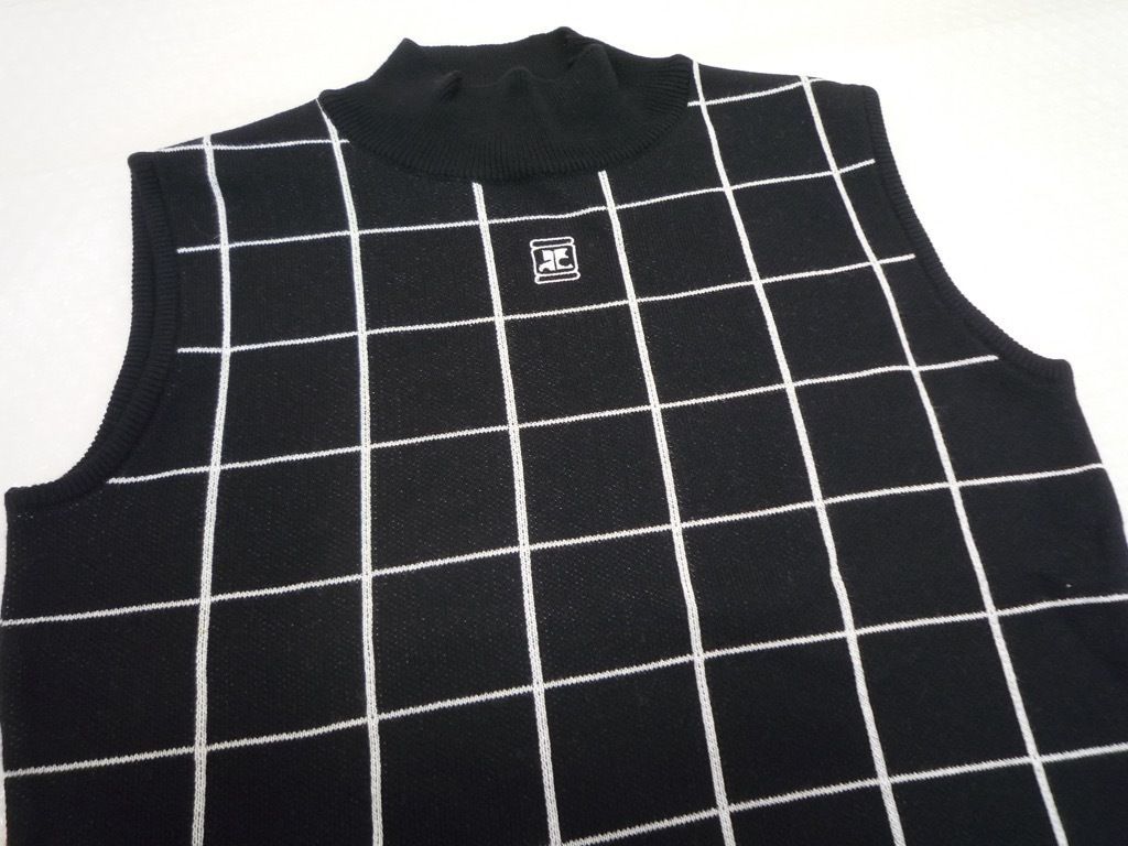 Courreges クレージュ 40サイズ ロゴ サマーニット 格子柄