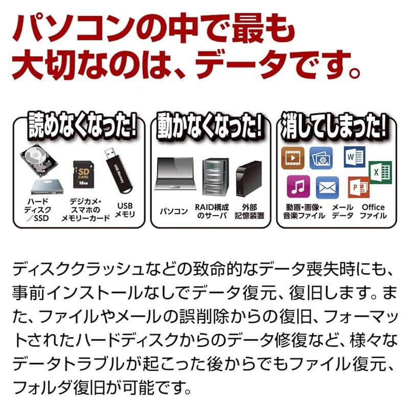 誤って削除やフォーマットしたファイルを簡単な操作でリカバリーするソフト