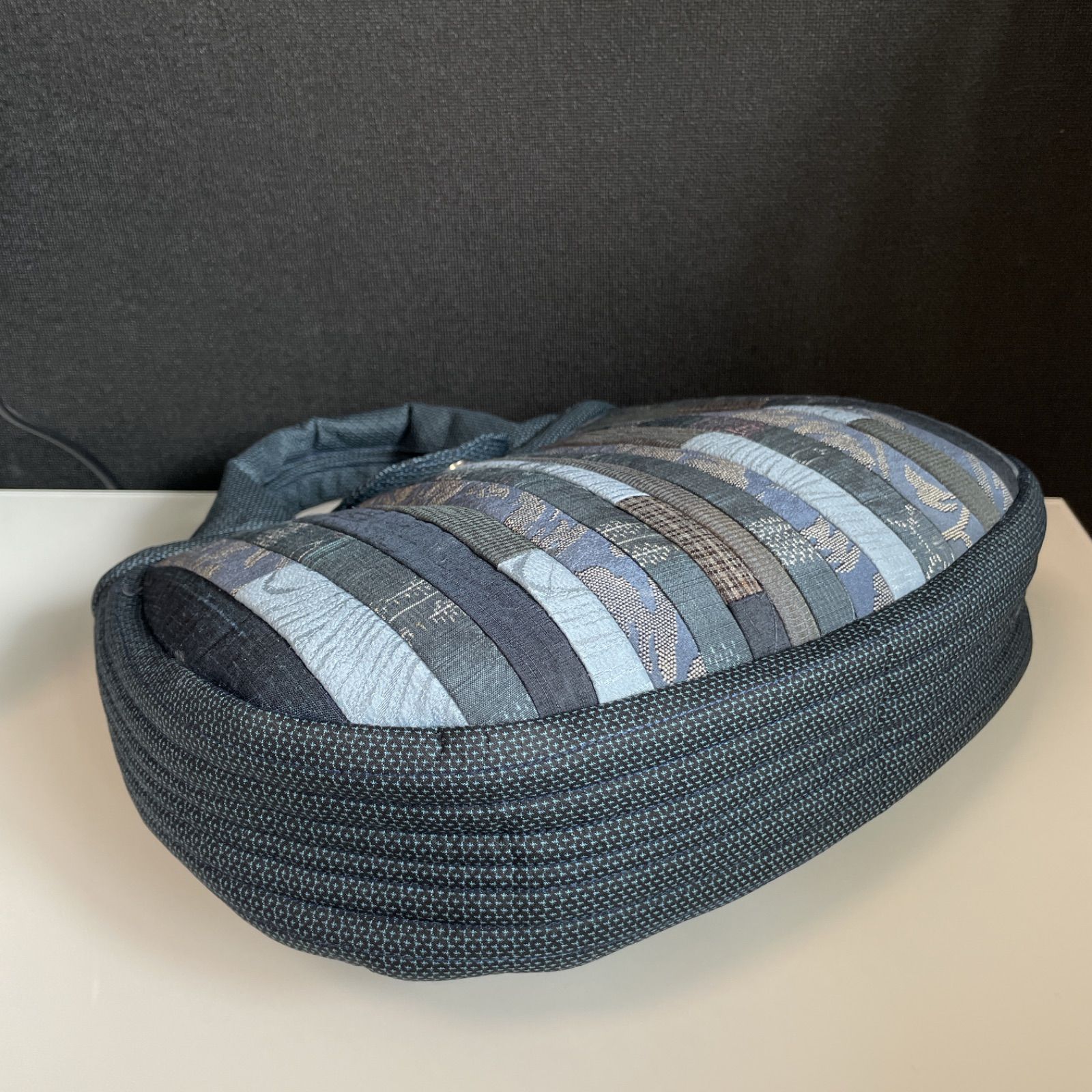 紬　パッチワークバッグ　ハンドメイド ハンドメイド ♪♪四角つなぎのパッチワークバスケット!大正浪漫