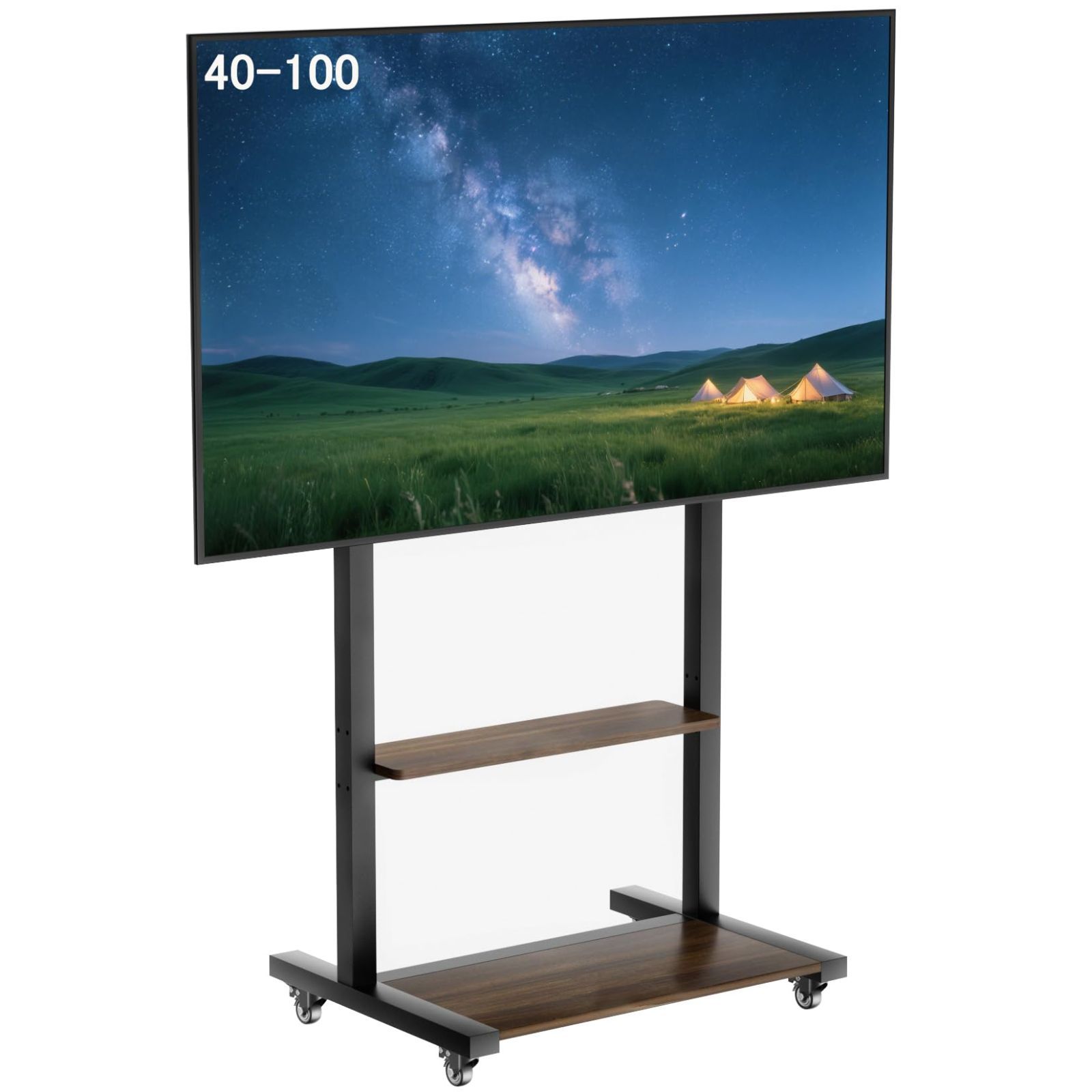 棚板付き 高さ調節 VESA 耐荷重100kg ハイタイプ tvスタンド 800x600mmまで 自立式 40-100インチ対応 家用 モニタースタンド キャスター付き テレビ台 ビジネス展示用 テレビスタンド UNHO