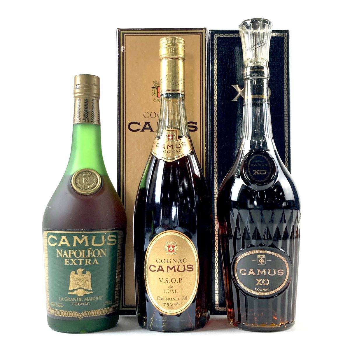 3本 カミュ CAMUS ナポレオン エクストラ グランマルキ グリーンラベル VSOP デラックス XO ロングネック コニャック ブランデー  セット 【古酒】 - メルカリ