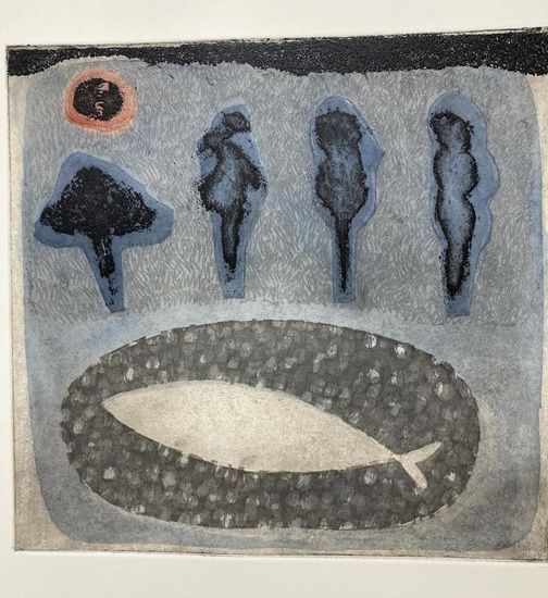 18部 そめや まゆみ 銅版画 森のはじまり 額装付き やさしい色彩と詩的世界 インテリアアート