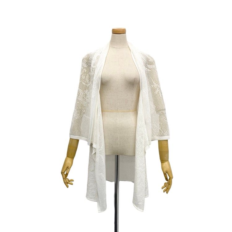 LEONARD レオナール レースニットボレロ カーディガン ホワイト 38 0357718