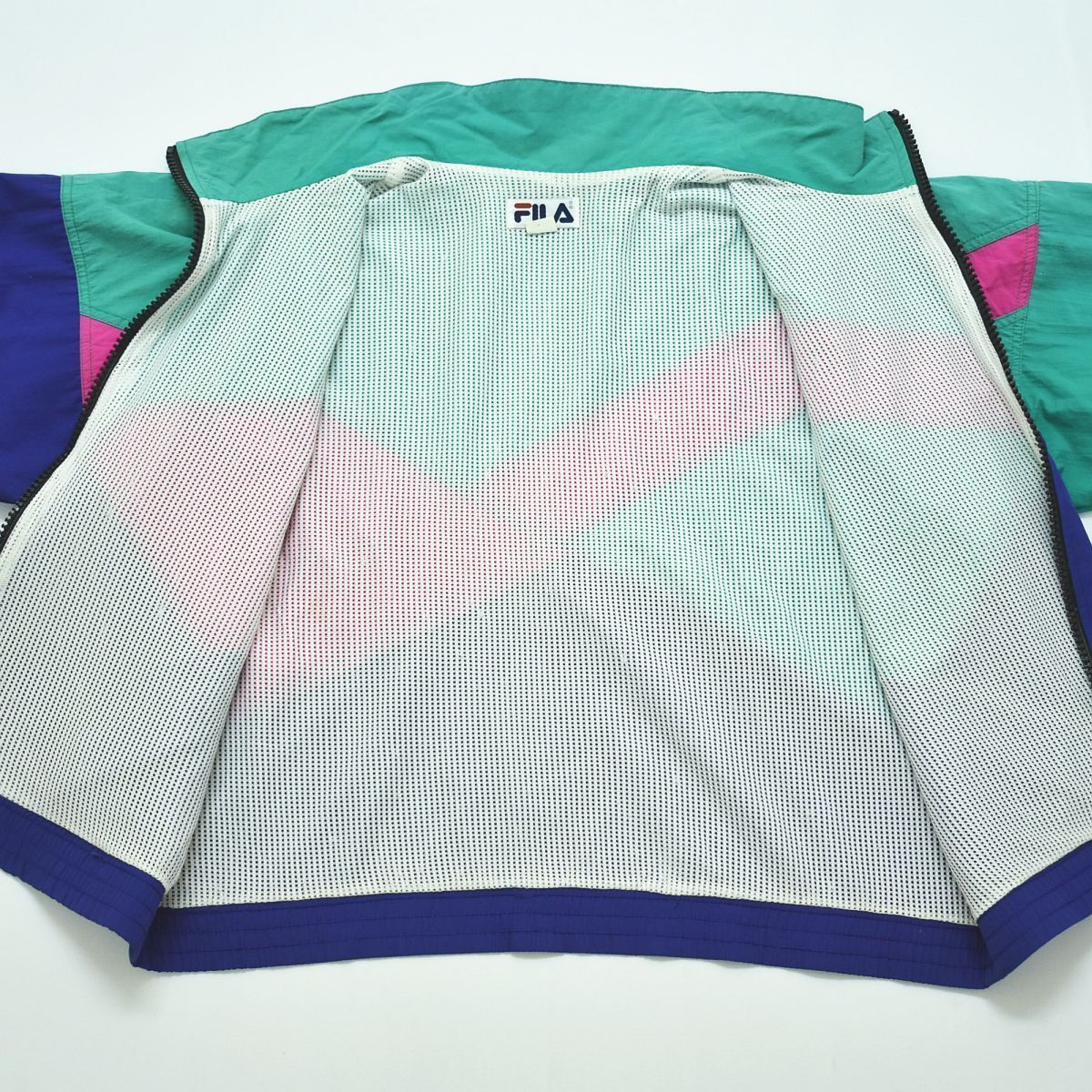 【美品、ヴィンテージ】 FILA 緑 ストライプ ジャケット フィラ UVストレッチサテンはっ水ブルゾン FILA | 京都通販