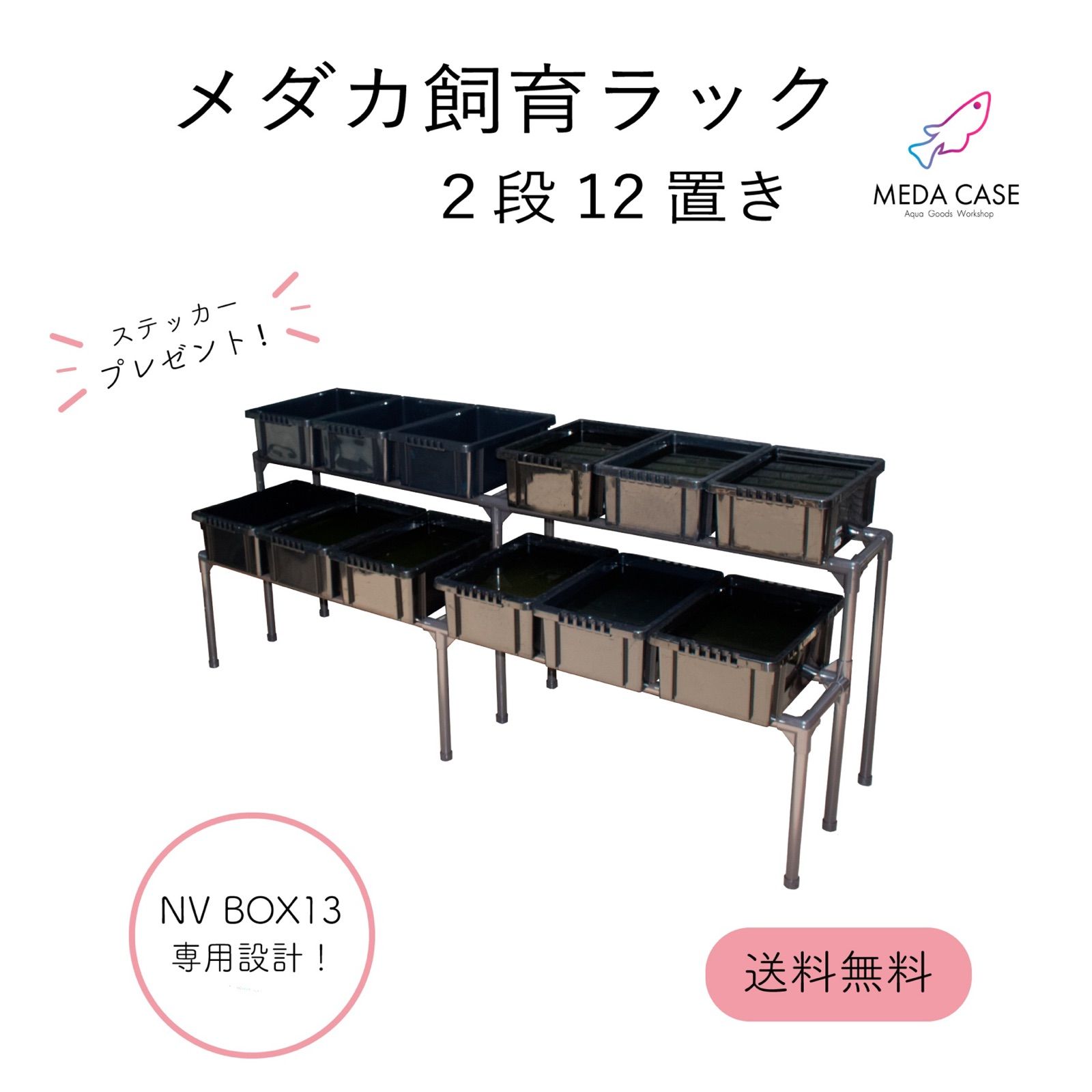 メダカ飼育ラック NV BOX13 2段ワイドタイプ
