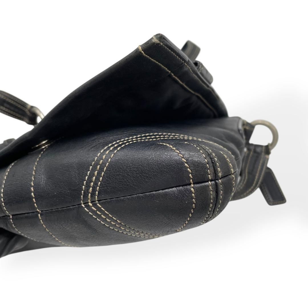 美品 希少 COACH コーチ ショルダーバッグ レザー ブラック 8A07