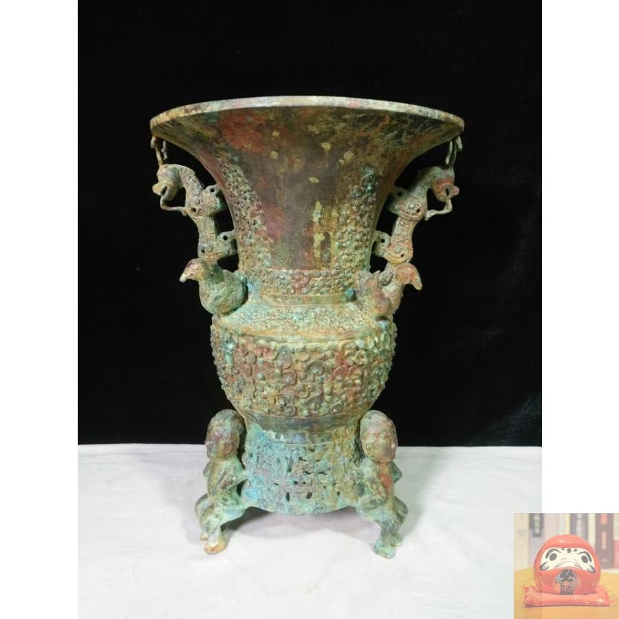 中国古美術・珍品旧蔵✦天青釉堆彫如意雙耳瓶✦置物・文房具・陶芸・観賞瓶・工芸品 中国古美術・珍品旧蔵✦天青釉堆彫如意雙耳瓶