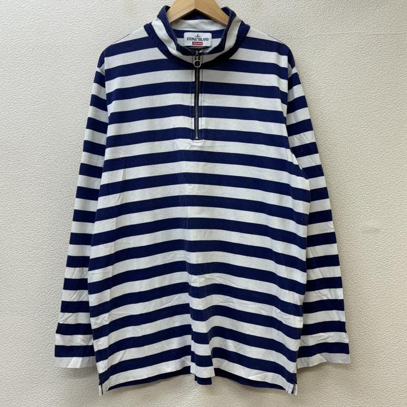 stone island supreme 16ss ハーフジップボーダーロンt Supreme Stone