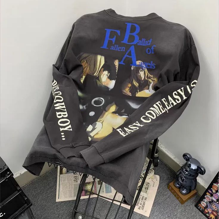 全新 女性戦士攻殻機動隊ビッグシルエット長袖Tシャツ 男女兼用 K