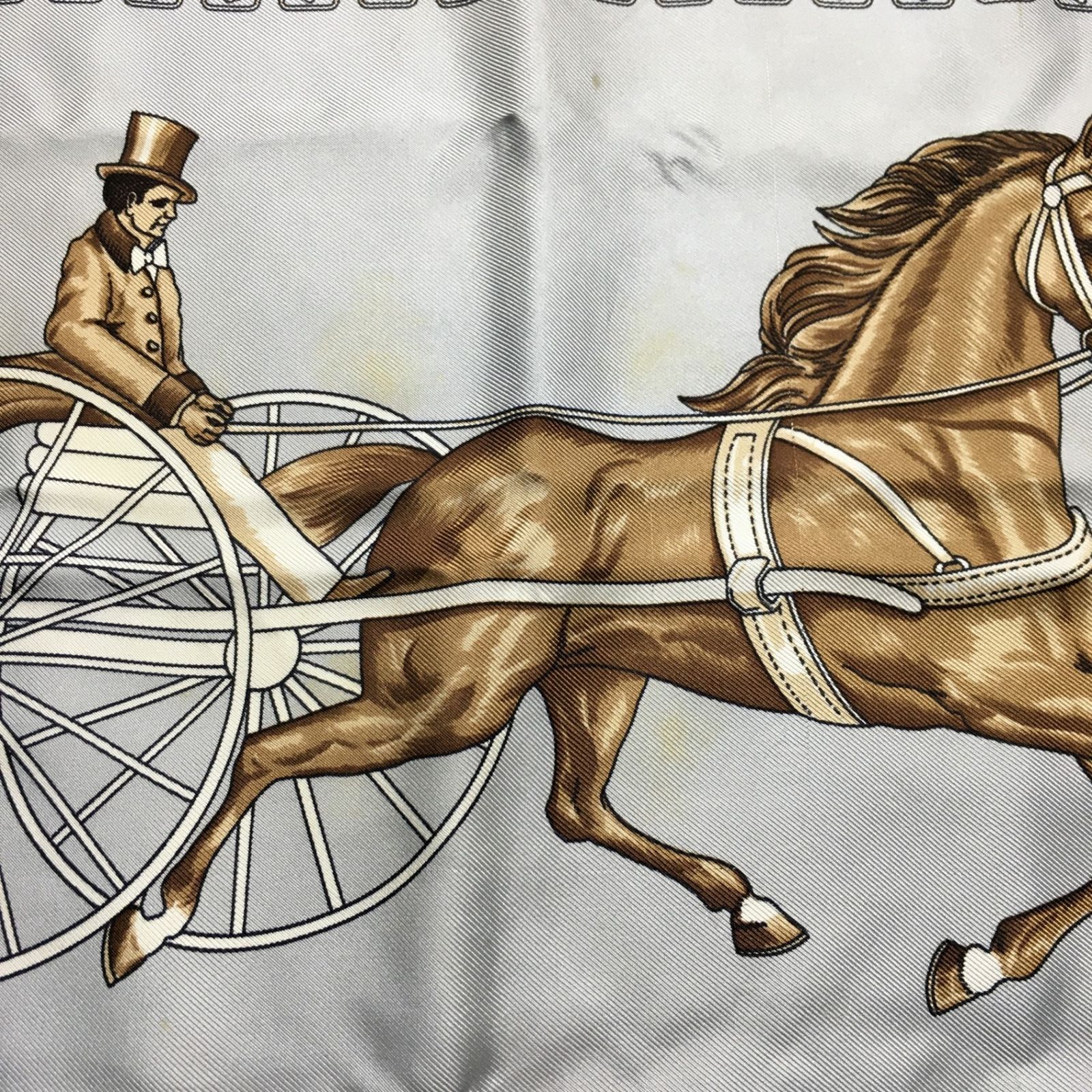 2508-54｜セリーヌ スカーフ シルク グレー トリオンフ タグあり