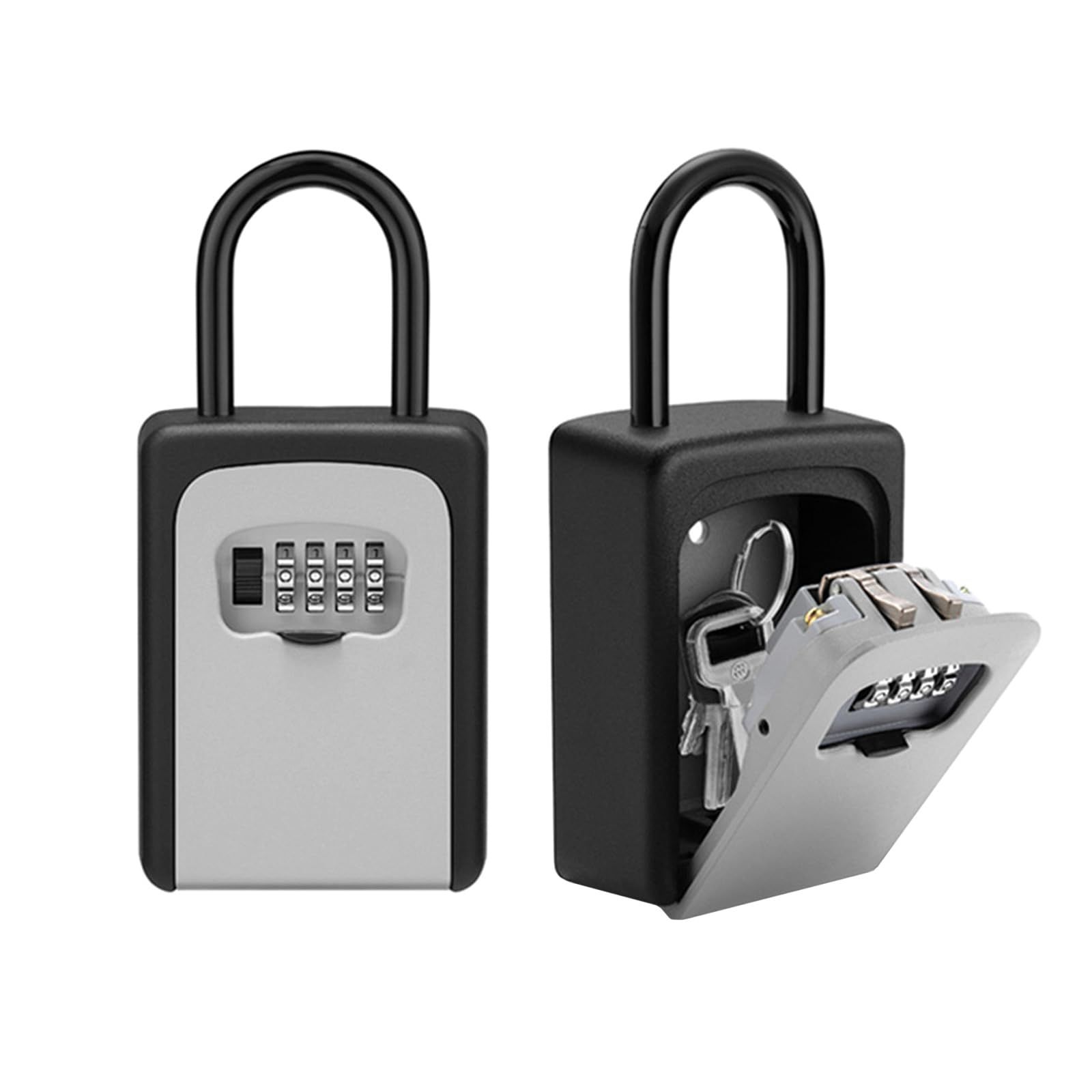 Optimister スマートロック キーボックス 南京錠 鍵 鍵付き 収納ボックス 金庫 小型 手提げ金庫 倉庫 キュリオロック ボックス ロック ダイヤル式 2個 グレー [グレー] [2個]
