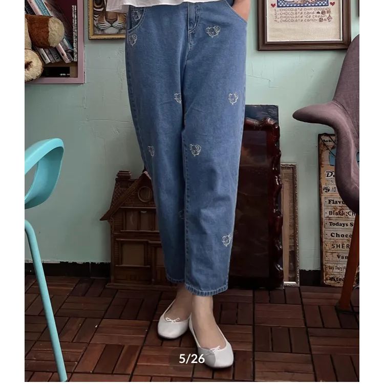 yukiemon ステッチングベア デニムパンツ　M yukiemon ステッチングベア デニムパンツ M yukiemon ステッチングベア