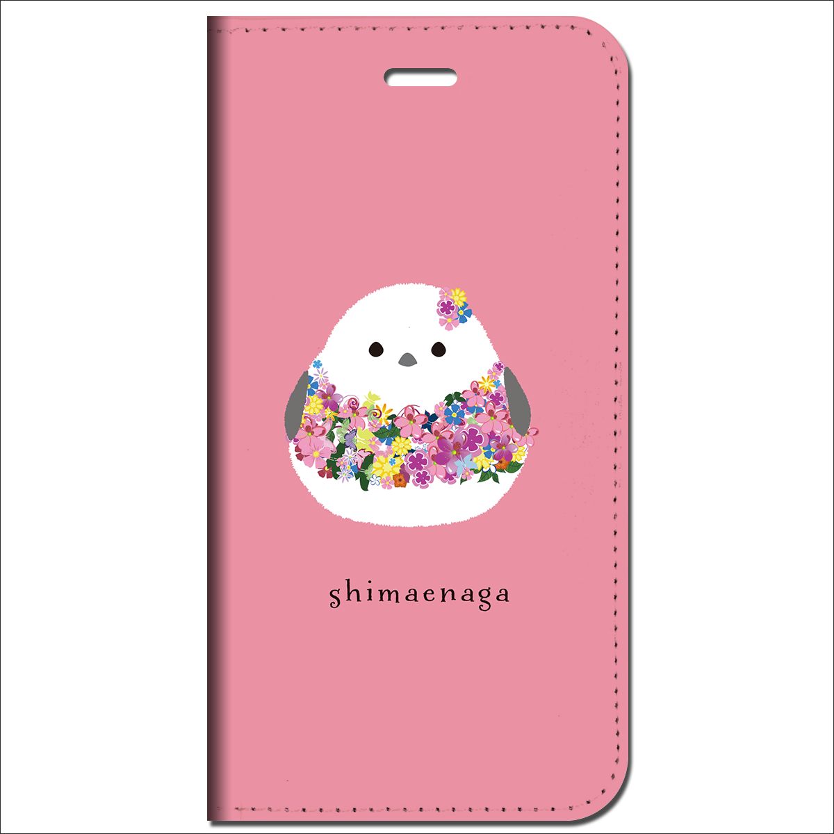 iPhone16 他 手帳型 ケース シマエナガちゃんお花のドレス  iPhone SE 8 13 12 他 iPhone各機種対応可能 スマホケース  5n