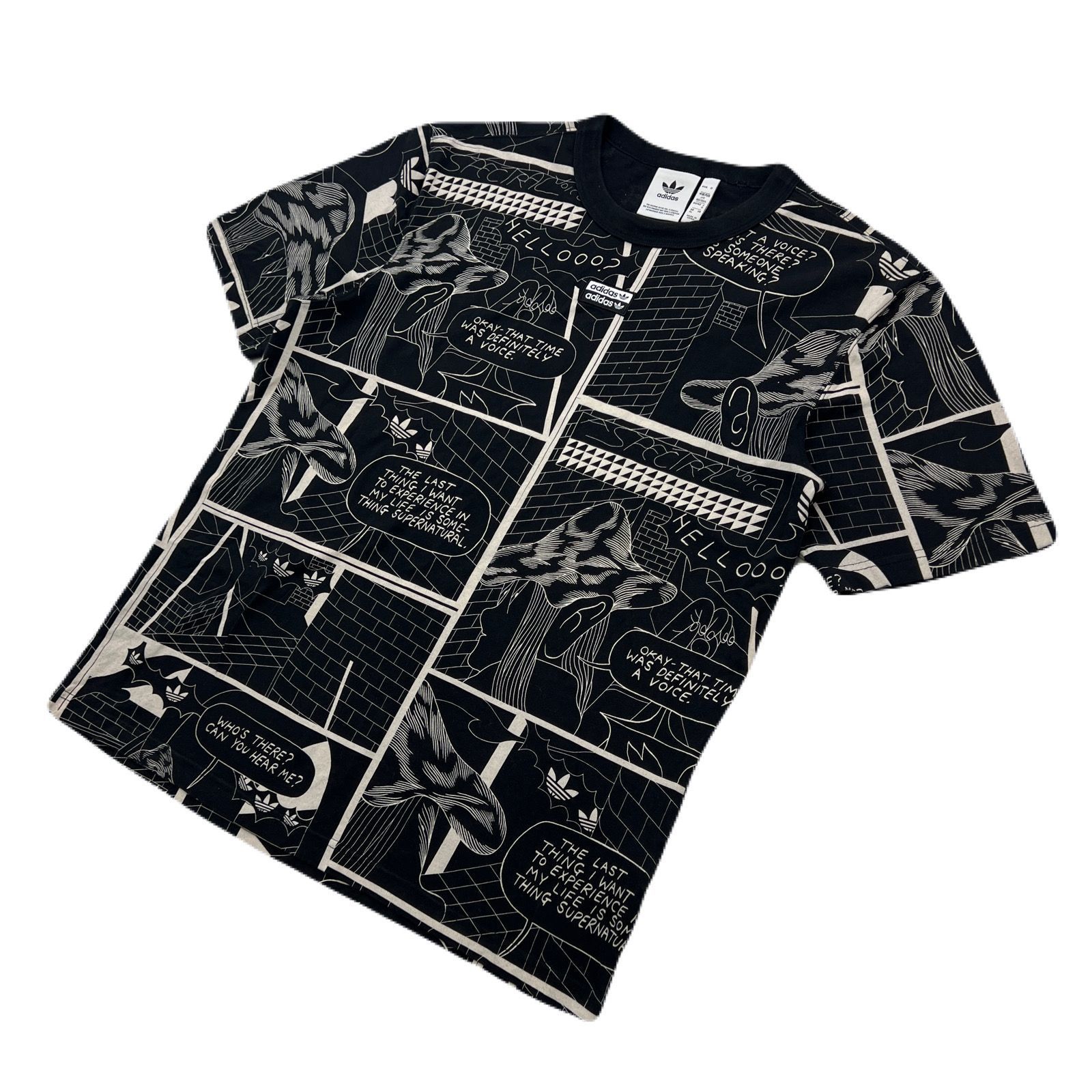 アディダス Tシャツ 半袖 メンズ 総柄 ブラック 【 コミックプリント総 