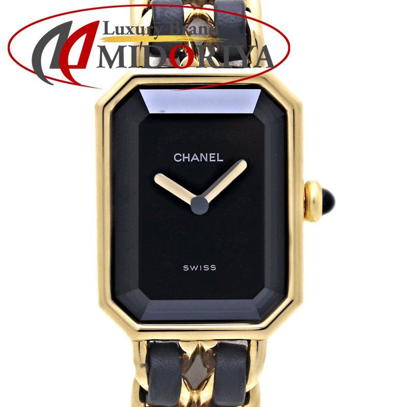 CHANEL シャネル プルミエール Mサイズ H0001 483011003【電池交換済】 GP(ゴールドメッキ）x革  レディース/130199【中古】【腕時計】