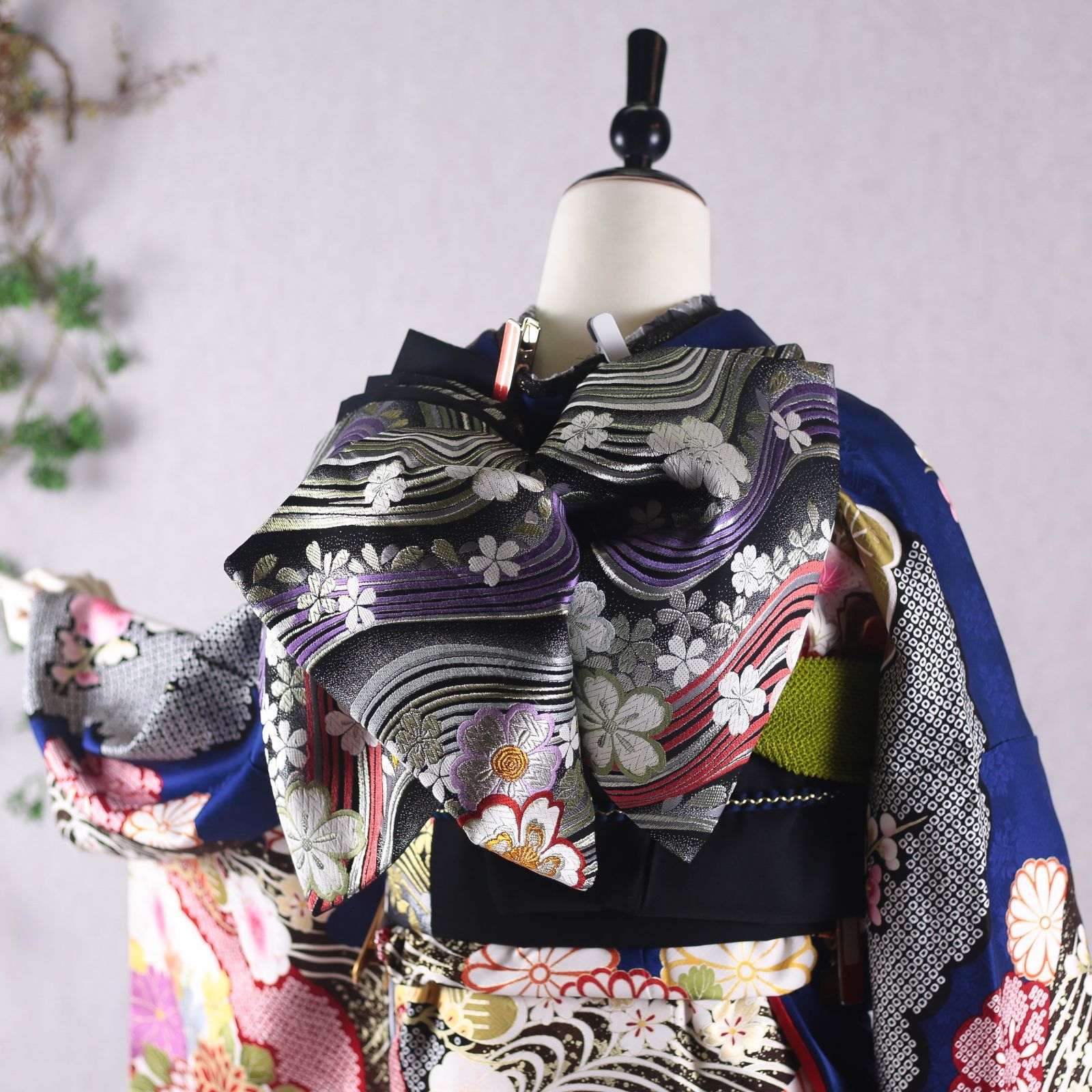 振袖フルセット 振袖セット 振袖 Lサイズ 青×松竹梅 美品 成人式 着物 晴れ着 7点フルセット F-349 振袖フルセット 振袖セット 振袖 Lサイズ 中古 青×松竹梅 美品 成人式