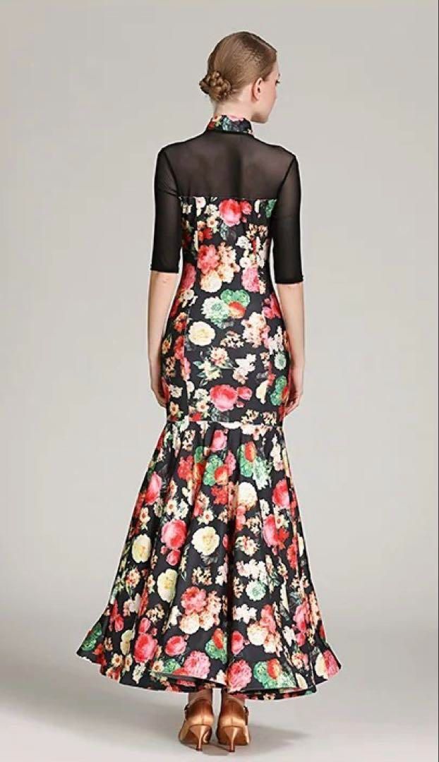 ♥ スタンダード練習用ワンピース 花柄がオシャレなデザイン